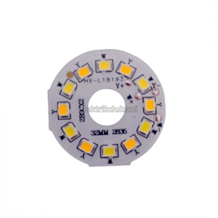 DMR Ledli Avizeler İçin 32mm Yuvarlak PCB Alüminyum Levha Üzerine Dizgi SMD Led 4 Kablolu 2 Renk Günışığı + Beyaz 3000/6500K