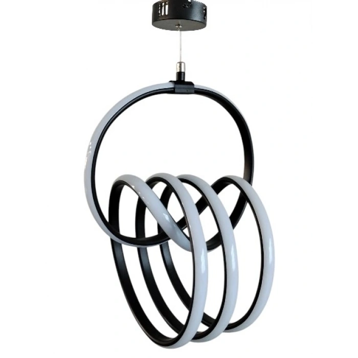 DMR Sarmal Büyük İmza Sarkıt Led Avize SİYAH Kasa 50w 220 Volt Üç Renk 6500k/4000k/3000k (Beyaz /Ilık Beyaz/Sarı (Günışığı)