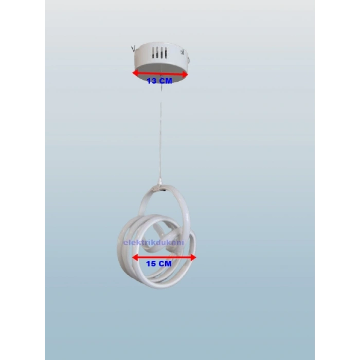 DMR Sarmal İmza Sarkıt Led Avize BEYAZ Kasa Üç Renk 6500k/4000k/3000k (Beyaz /Ilık Beyaz/Sarı (Günışığı))