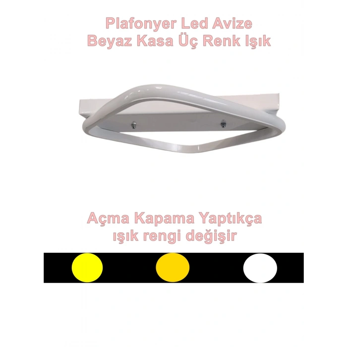 DMR Tekli Küçük Plafonyer Led Avize BEYAZ Kasa Üç Renk 6500k/4000k/3000k (Beyaz/Ilık Beyaz/Sarı (Günışığı))