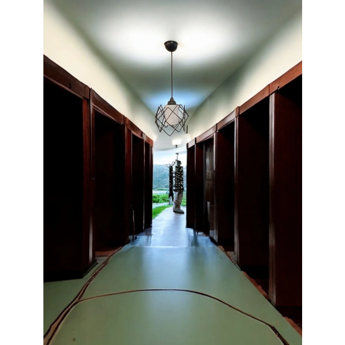 DMR Telli Baklava Camlı Tekli Avize E-27 SİYAH