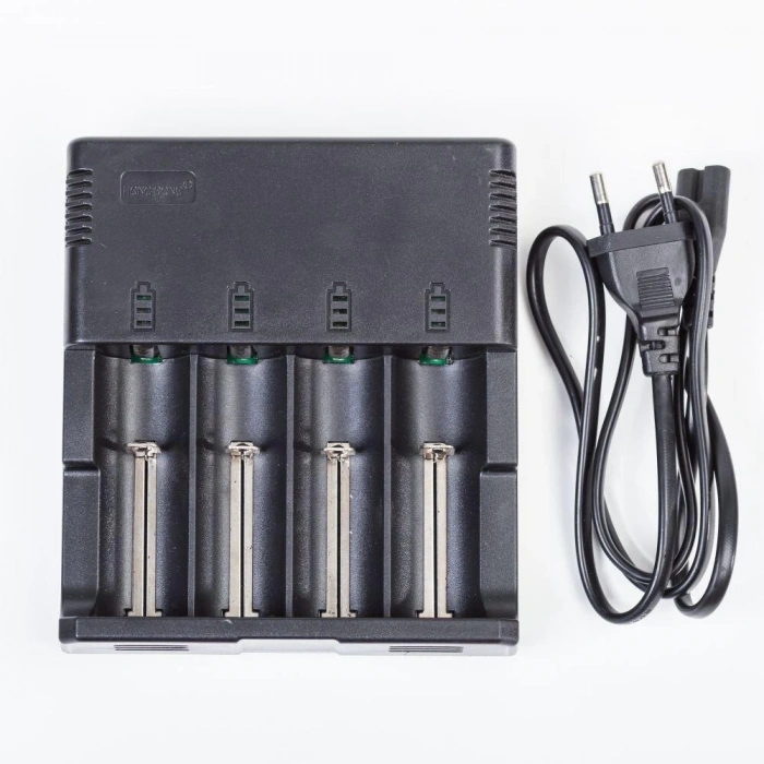 Dörtlü 4lü 3.7v Li-On Pil Şarj Aleti 14500-16340-18650-26650 Kablolu Fişli 220 Volt