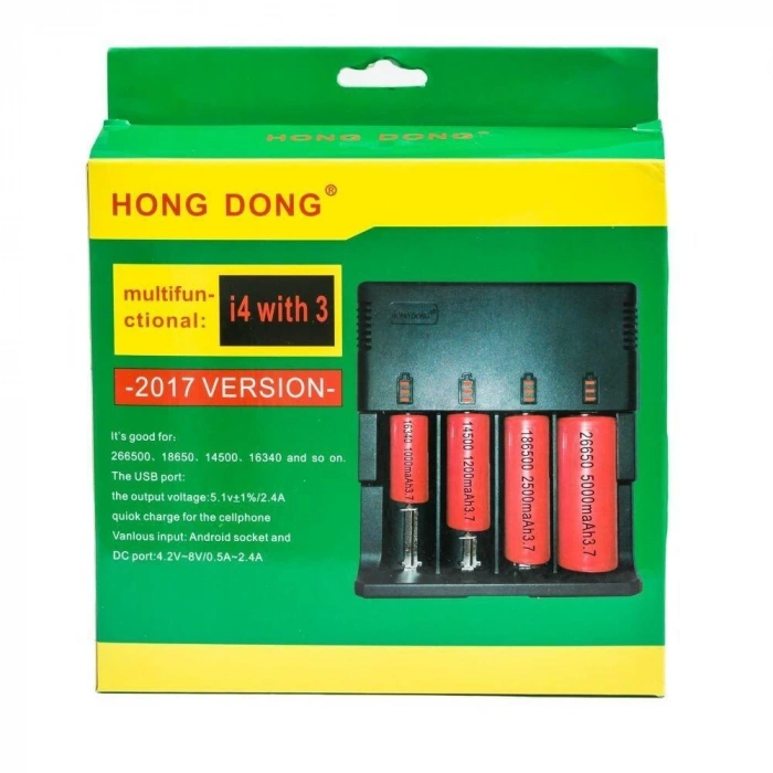 Dörtlü 4lü 3.7v Li-On Pil Şarj Aleti 14500-16340-18650-26650 Kablolu Fişli 220 Volt