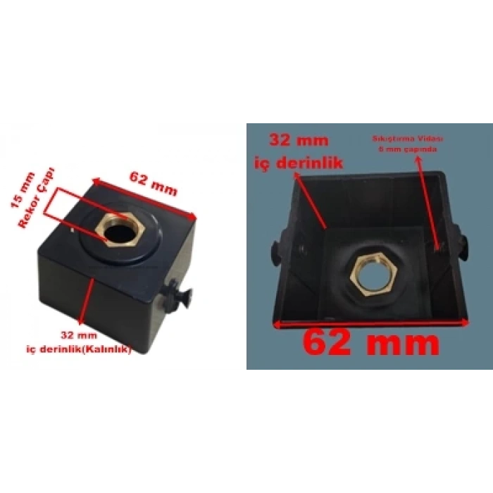 DPA KARE KOVAN ORTA İÇ ÇAP 60 MM SİYAH PLASTİK