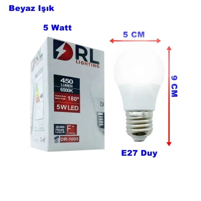 DRL 5W Led Ampul E-27 Duylu Beyaz 6500K