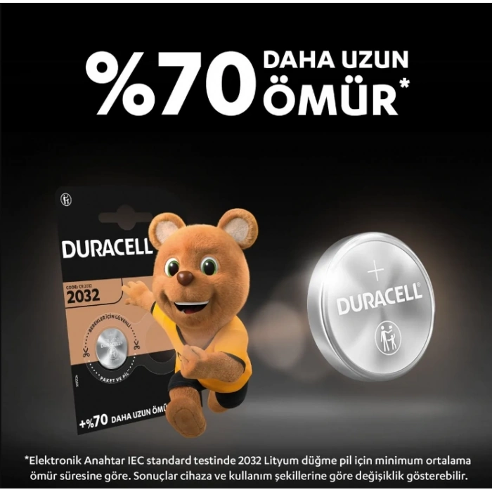 DURACELL CR-2032 Lityum 3v 3 Volt Araba Kumanda Pili Para Düğme Pil (1 Adet Fiyatıdır)