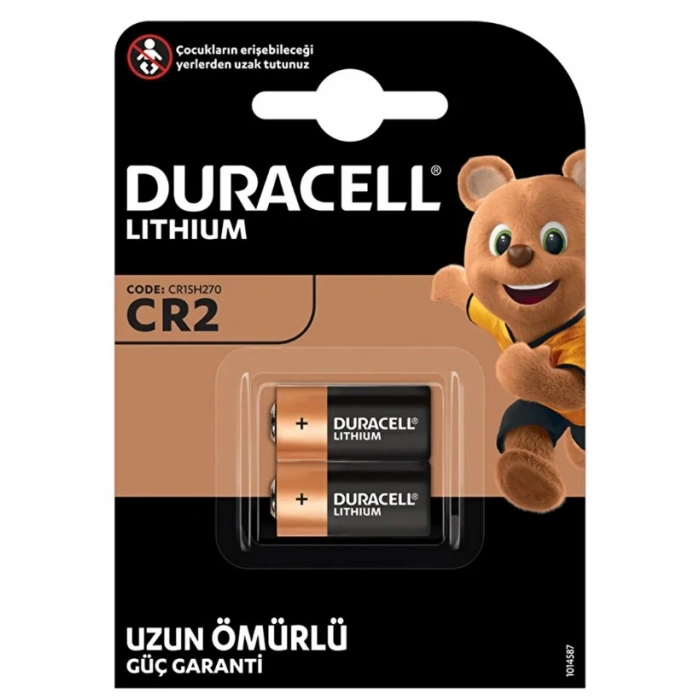 DURACELL CR2 3V Lithium Pil Alarm - Lazer Fotoğraf Makinesi vb Özel Cihazlar için Lityum Pil (2li Pkt.)
