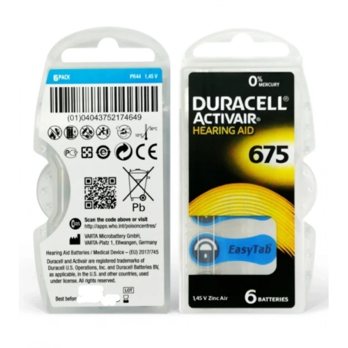 DURACELL KULAKLIK PİLİ 675 1,45V 6LI PAKET