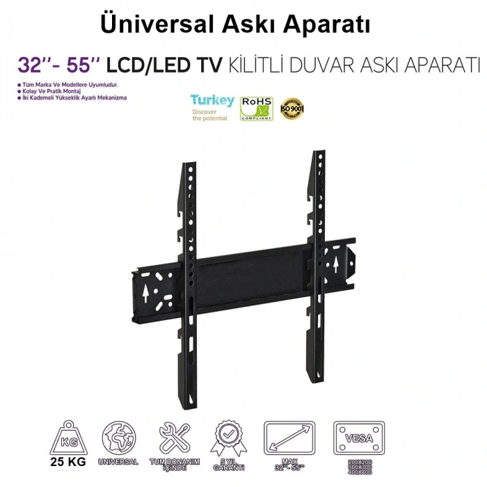 Duvar TV Askı Aparatı 32-55 (81 - 140 CM)  45Lik