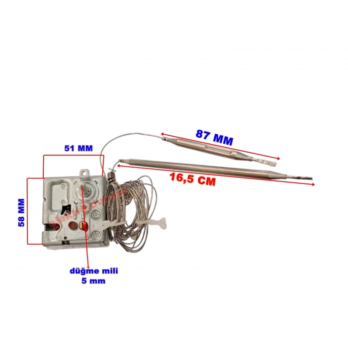 EGO Çift Problu Sanayi Tip Trifaze 60-180 Derece Gazlı Fritöz Termostat ( İki Uclu 6 Ayaklı 3 Kontaklı)