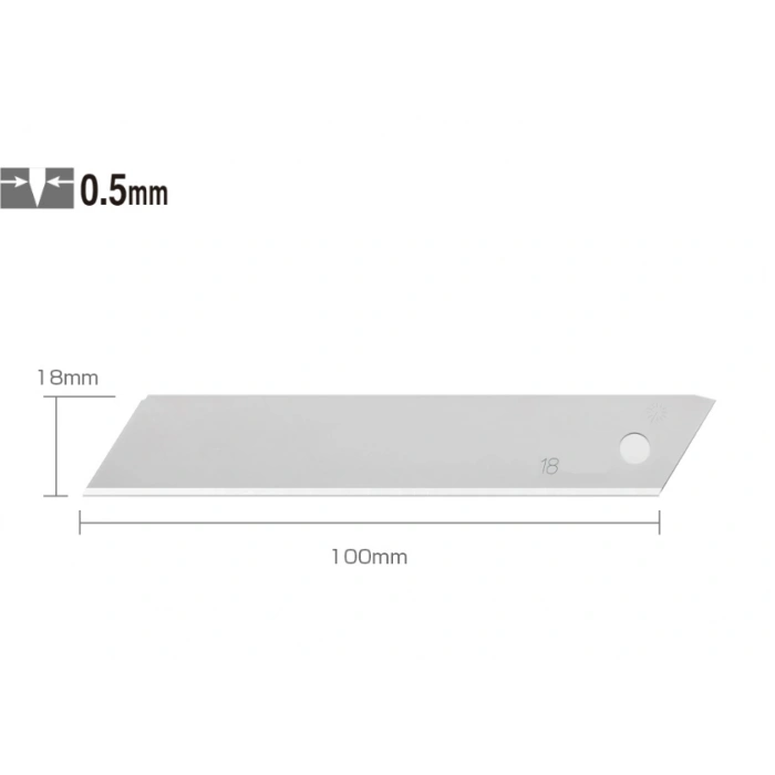 Yedek Maket Bıçağı Ağzı (10lu Pk.) 18mm x 0.5mm (Falçata Ağızı)