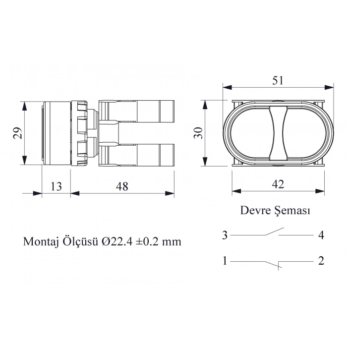 EMAS İkiz Buton Çiftli Yaylı Start/Stop Buton Kırmızı/Yeşil (Plastik)