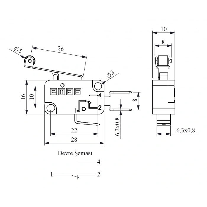 EMAS Mikro Siviç Uzun Kollu Metal Makaralı 1CO
