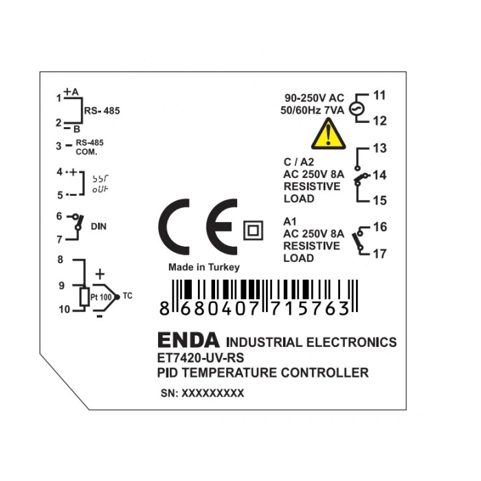 ENDA 48x48 -40...1700?C Derece Isı Kontrol Cihazı Dijital Termostat (Termokulp Hariç)