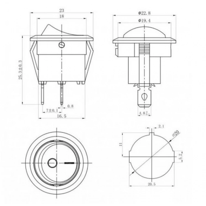 ENDER 0-1 Yuvarlak Işıksız Anahtar 21mm SİYAH
