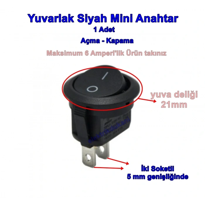 ENDER 0-1 Yuvarlak Işıksız Anahtar 21mm SİYAH