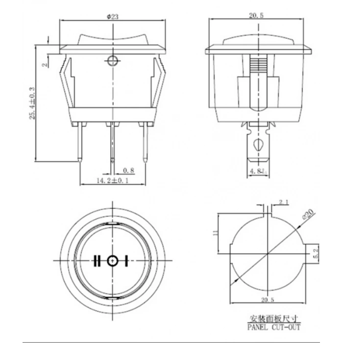 ENDER 1-0-2 Yuvarlak Işıksız Anahtar 21mm Siyah