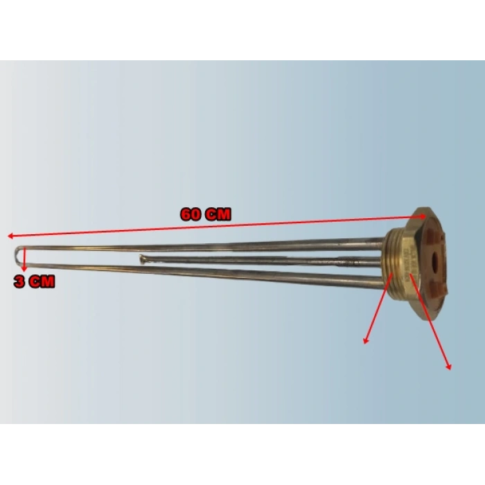 ENDER 1-1/4 inç 60cm 3000w Krom Güneş Enerjisi ve Termosifon Rezistansı 220v 8.5 Q Cr-Ni