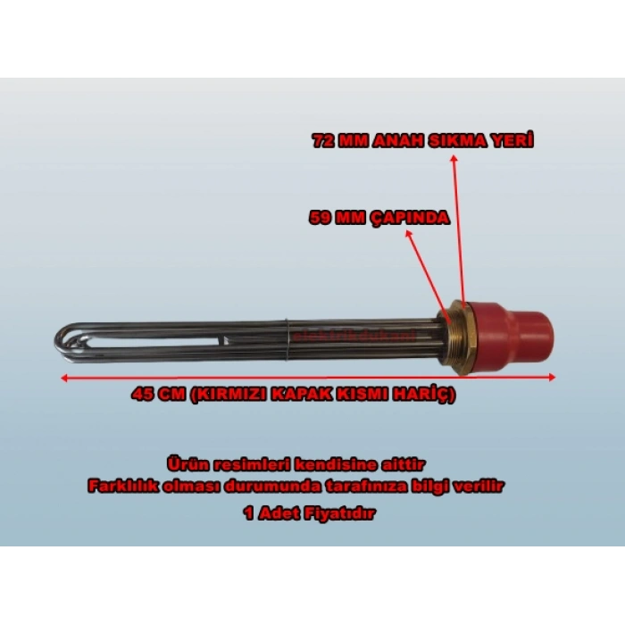 ENDER 2 inç 45cm 10000w Trifaze Kafalı Depo Rezistansı (3 Fazlı) 220-380v 8.5Q Cr-Ni