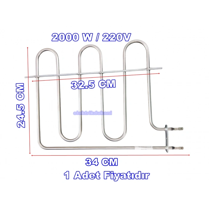 ENDER 2000w Arçelik Fırın Boru Rezistans Flanşlı 220v 6.5? Cr-Ni