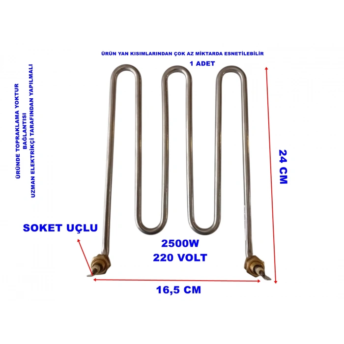 ENDER 2500w Semaver Çaymatik Çay Kazanı Rezistansı Kıvrık M Tip 220v ? 8.5 Cr-Ni Krom (2500 Watt 220 Volt)