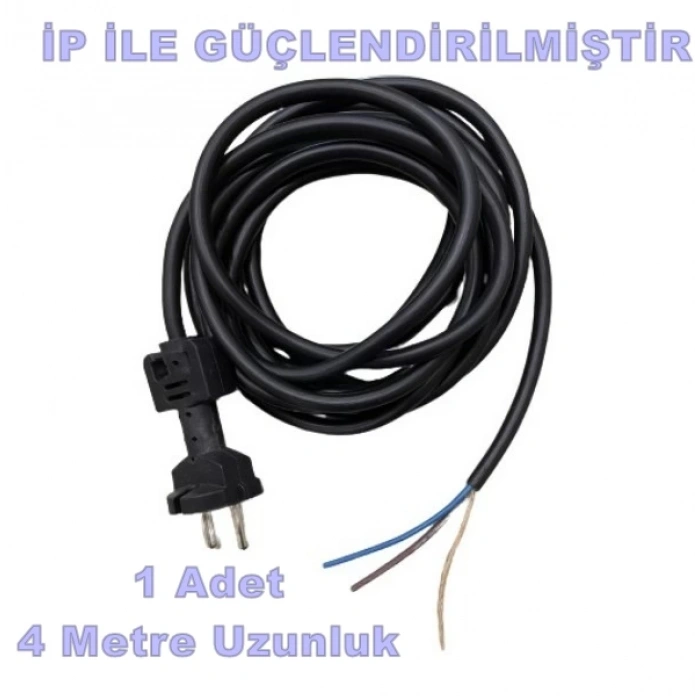 ENDER 2x1.5mm 4 Metre lik Hazır Fişli Slikon Kablo İp Takviyeli 4mt (Matkap ve Benzeri El Aletleri İçin Kaliteli Kablo)