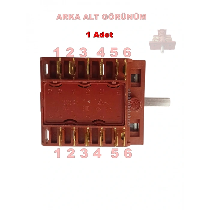ENDER 6lı Çevirmeli Fırın Anahtarı Sürekli Döner 6 Kademe 5 Kontak