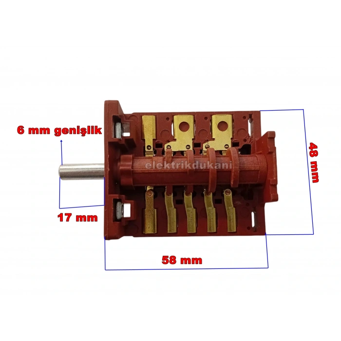 ENDER 6lı Çevirmeli Fırın Anahtarı Sürekli Döner 6 Kademe 5 Kontak