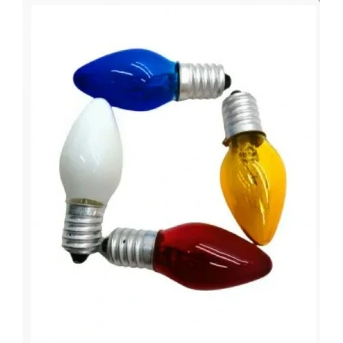 ENDER E-14 İnce Duylu RENKLİ Gece Lambası Abajur Ampulü 7w 220v (Parfüm Ampul)