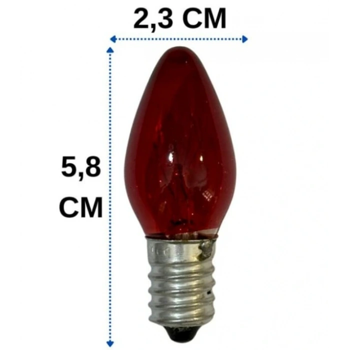 ENDER E-14 İnce Duylu RENKLİ Gece Lambası Abajur Ampulü 7w 220v (Parfüm Ampul)