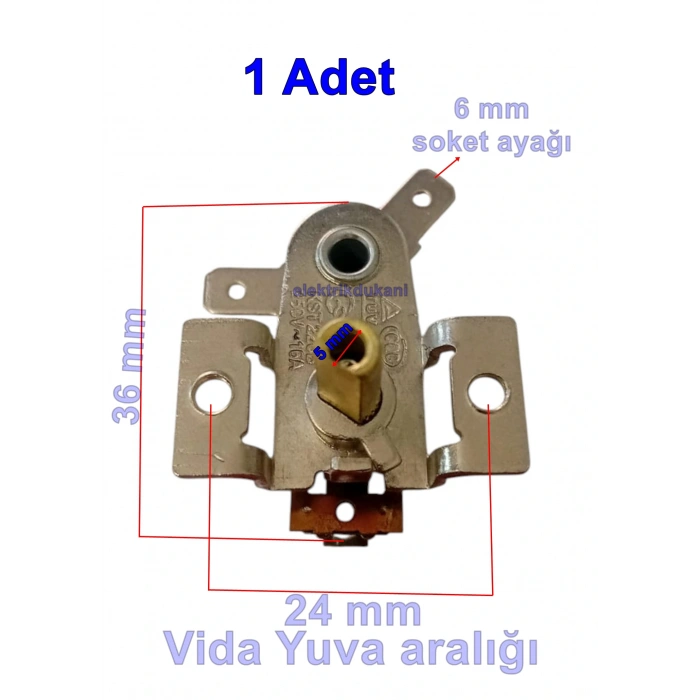 ENDER Elektrikli Soba Termostatı Metal 16A (Mil Boyu : 15 mm Ufo)