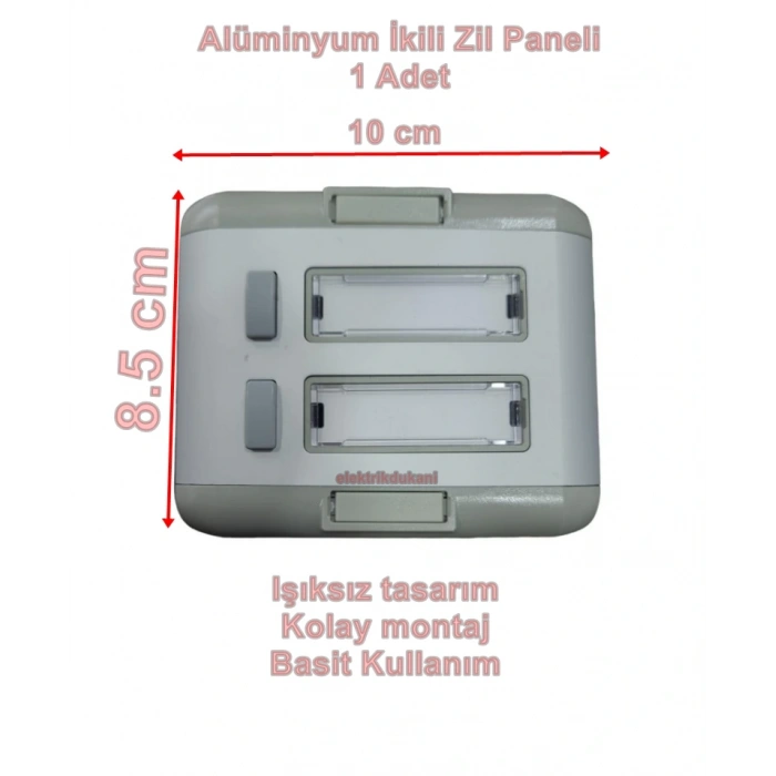 ENDER Işıksız 2li Etiketli Alüminyum Zil Paneli 2 Butonlu