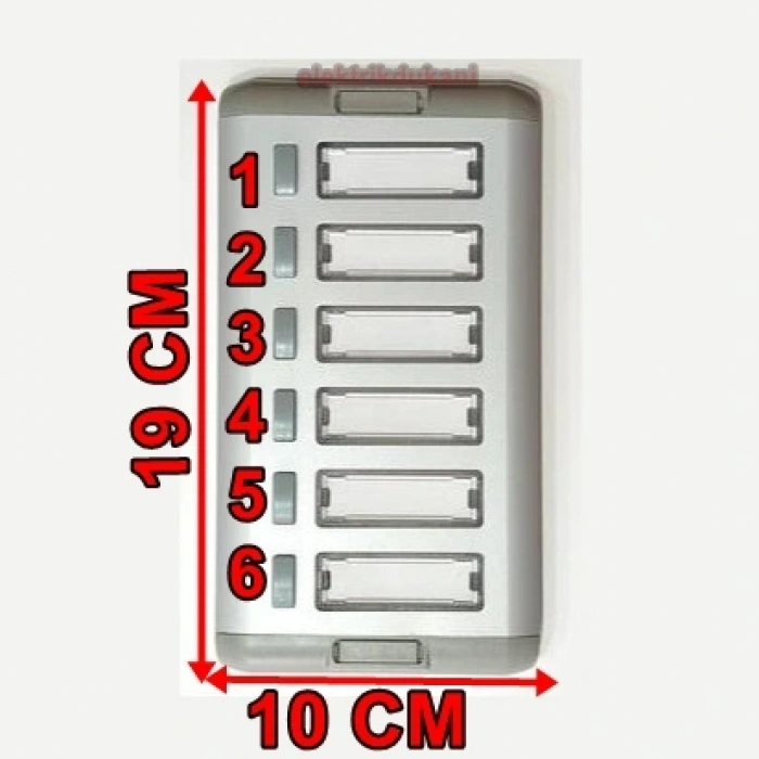 ENDER Işıksız 6lı Etiketli Alüminyum Zil Paneli 6 Butonlu