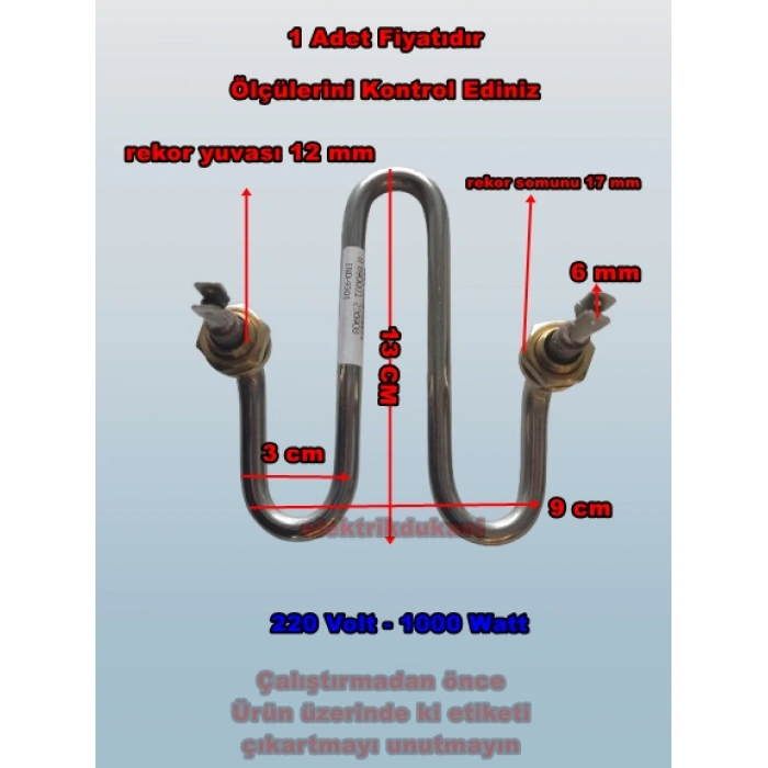 ENDER M Model 1000w Semaver Çaymatik Çay Kazanı Rezistansı 220V 8.5 ? Cr-Ni