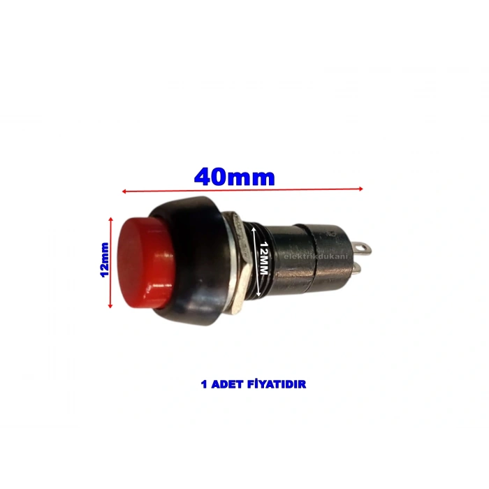 ENDER Plastik KIRMIZI Yuvarlak Yaylı Buton Anahtar 12mm