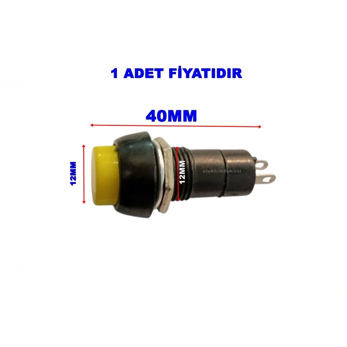 ENDER Plastik SARI Yuvarlak Yaylı Buton Anahtar 12mm
