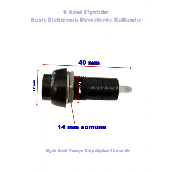 ENDER Plastik SİYAH Yuvarlak Yaylı Buton Anahtar 12mm