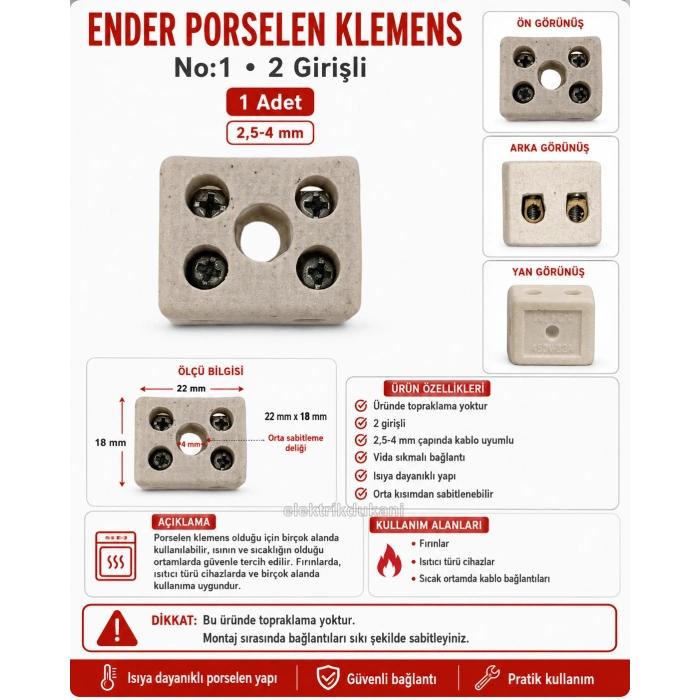 ENDER Porselen Klemens No:1 2Li  2,5-4mm