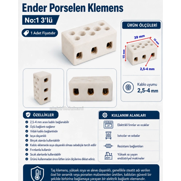 ENDER Porselen Klemens No:1 3Lü  2,5-4mm