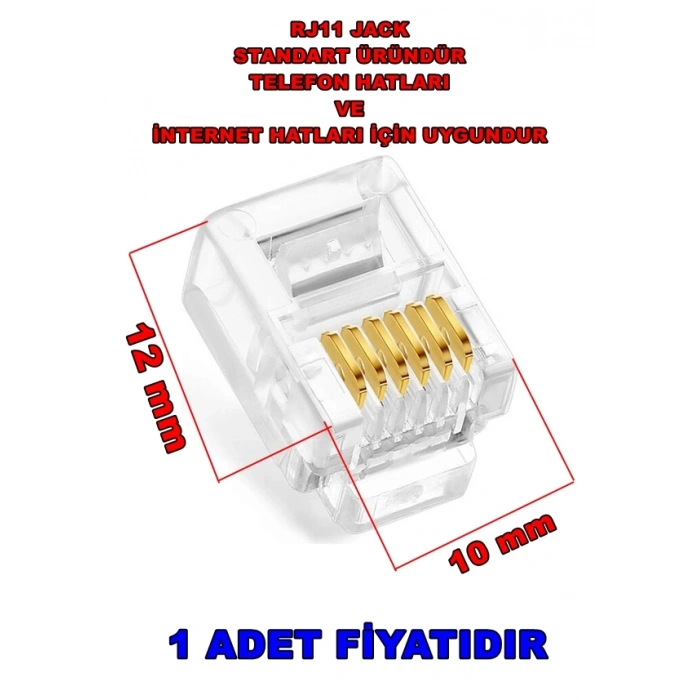 ENDER RJ11 Telefon Jakı Plug 6P 6C (Altı Pin Altı Kontak)