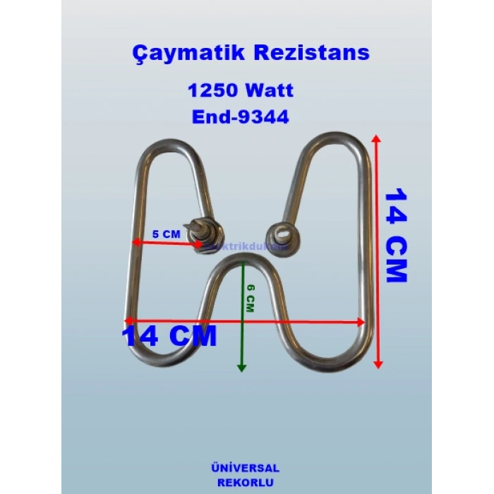 ENDER 1250w Semaver Çaymatik Çay Kazanı Rezistansı Kıvrık Kare Tip 220v ? 8.5 Cr-Ni Krom (1250 Watt 220 Volt)