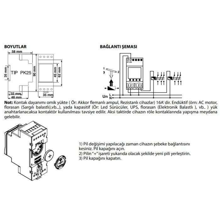 ENTES DTR-10 220V ASTRONOMİK ZAMAN ROLESİ 2 ROLE