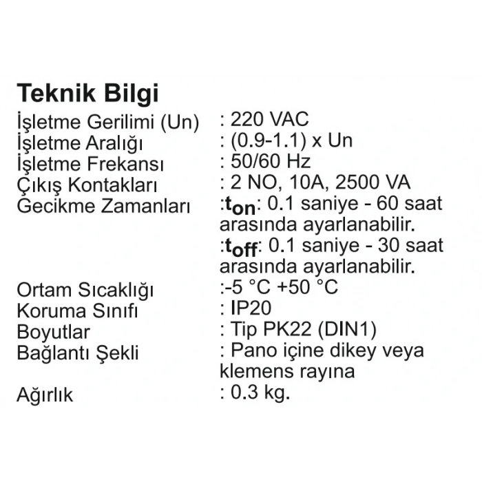 ENTES SSR-2x Sağ/Sol - (İleri/Geri) Çift Zaman Ayarlı Zaman Rölesi