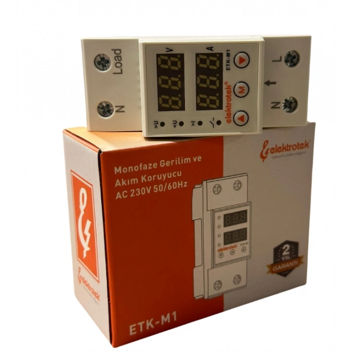 ETK 1x63A Monofaze Gerilim ve Akım Koruma Rolesi Şebeke Giriş Voltaj Denetleyici