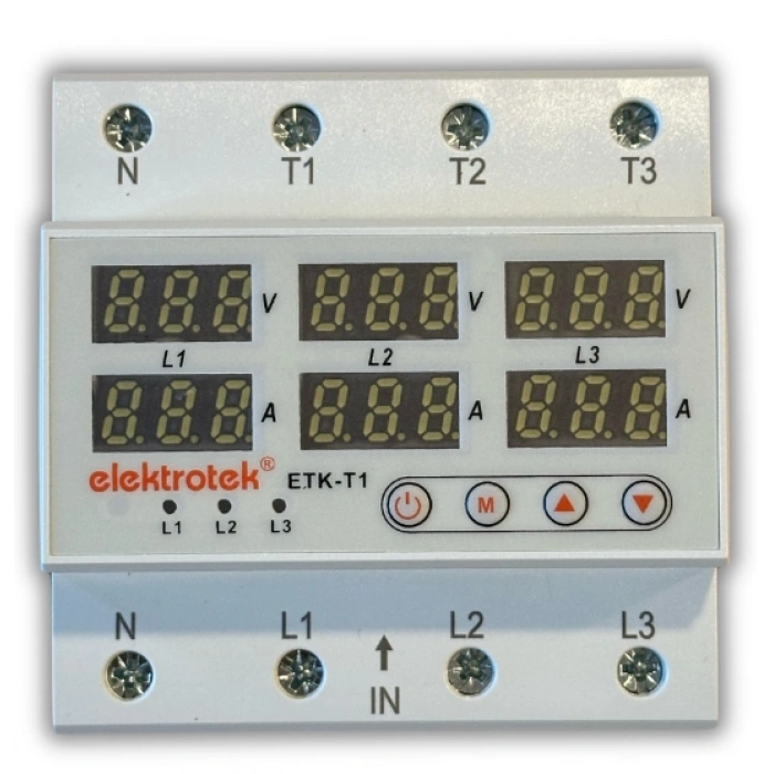 ETK 3x63A Trifaze Gerilim ve Akım Koruma Rolesi Şebeke Giriş Voltaj Denetleyici