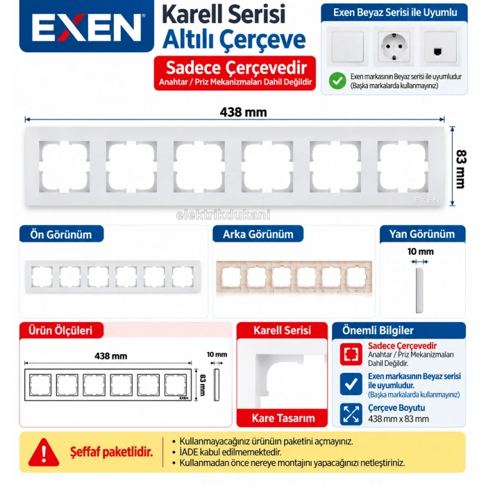 EXEN Beyaz KARELL Altılı Çerçeve