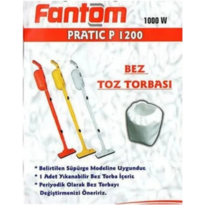 FANTOM Pratik Dik Süpürge Torbası Bez Torba (Pratıc P 1200 / Speedy Du 2000 Torba Filitre Özelliklidir)