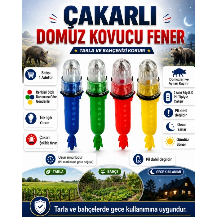 Flaşörlü Fotoselli Su Geçirmez Pilli Yabani Hayvan Kovucu ve Balıkçı Ağ Şamandırası (2 Adet Büyük Pil ile Çalışır)