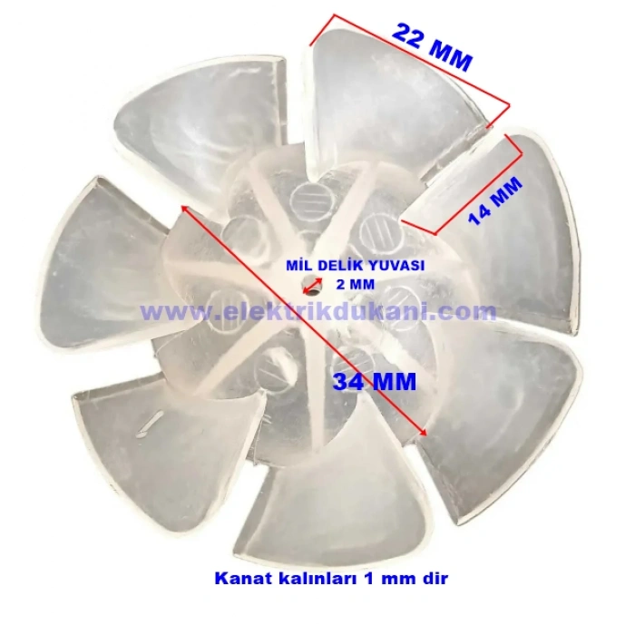 Fön Makinesi Pervanesi Plastik 7 Kanat Şeffaf