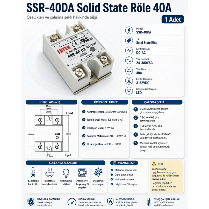 FOTEK SOLİD STATE RÖLE 40A AC-AC